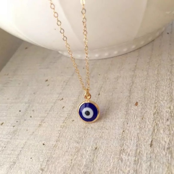 Evil Blue Eye Minimalist Symbolic Charm Necklace - Picture 2 of 6